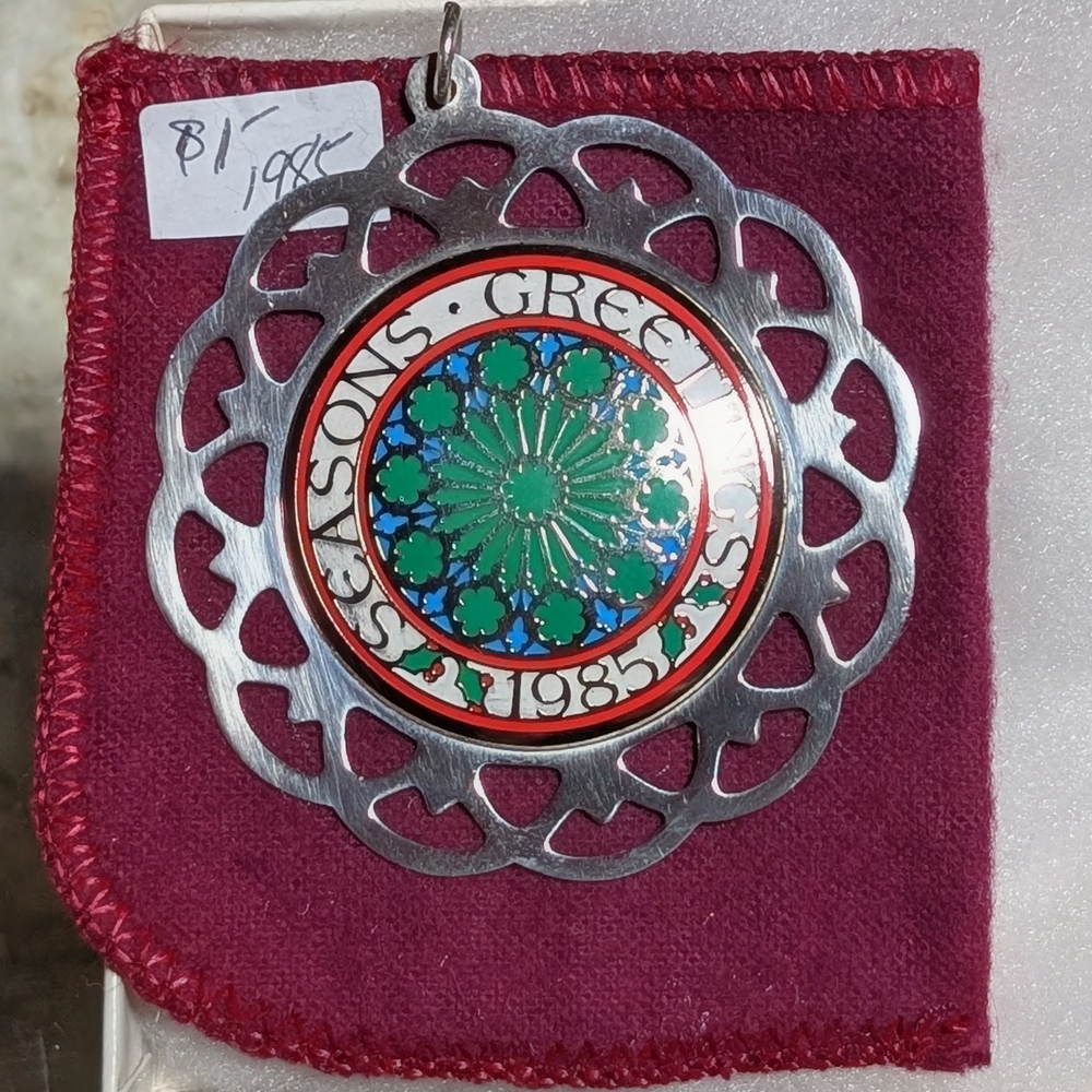 Festive Silver and Green Holiday Ornament